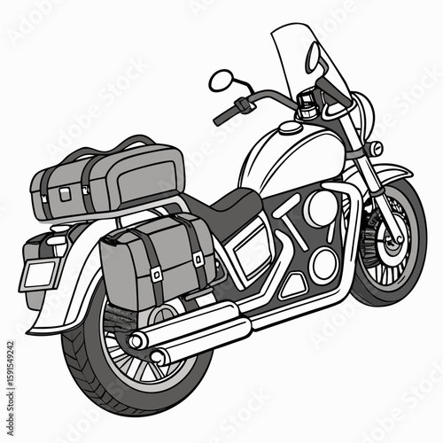 Touring motorcycle with saddlebags luggage travel