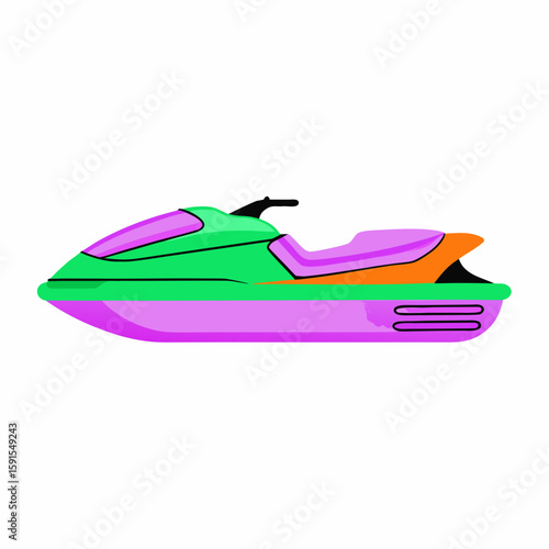 Vivid green purple orange jet ski watercraft personal watercraft recreational vehicle