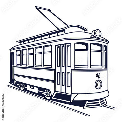 Vintage trolley on tracks tram transportation