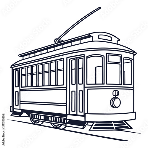 Vintage trolley on tracks tram transportation