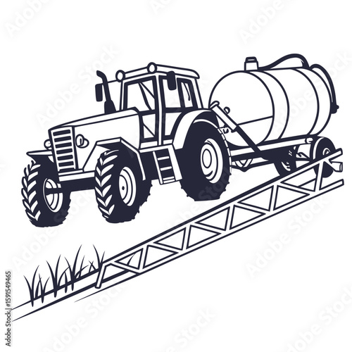 Tractor sprayer vehicle with boom agricultural farming