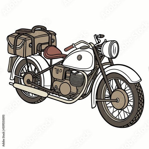 Vintage motorcycle with luggage travel transportation