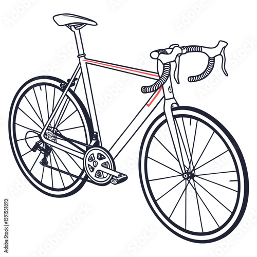 Black and red road bicycle outline road bike cycling