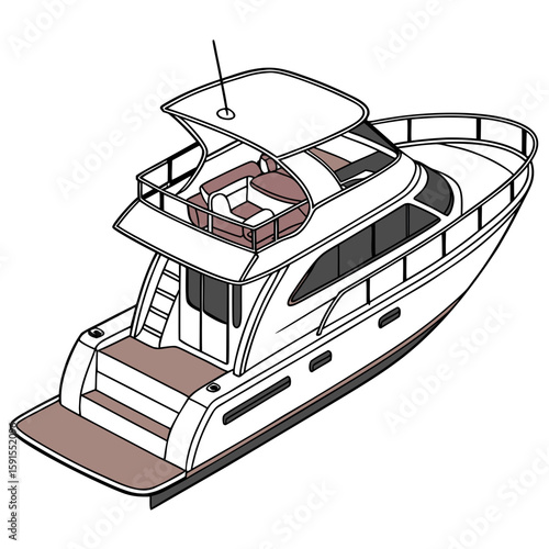 White motor yacht with brown seating and deck motorboat watercraft