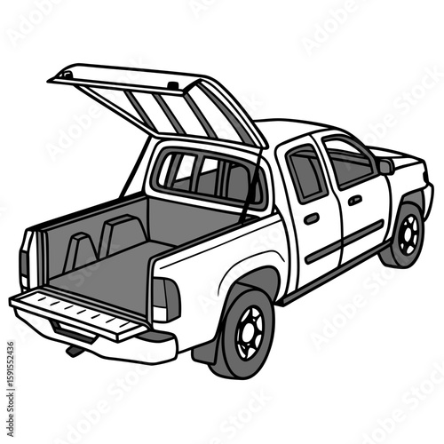 White pickup truck with open bed and canopy vehicle