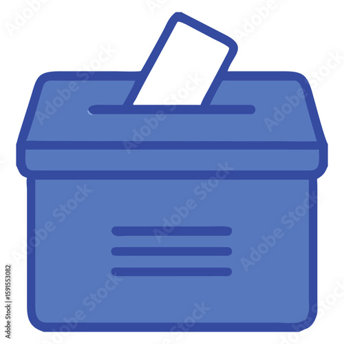 Blue ballot box with ballot for election voting
