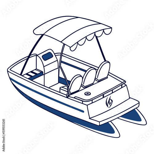 Blue and white pedal boat with canopy and seats watercraft leisure