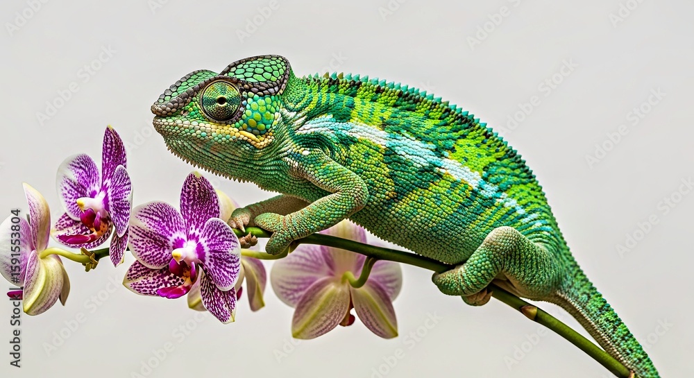 Obraz premium Exquisite Orchid Blooms on Branch with Vibrant Hues