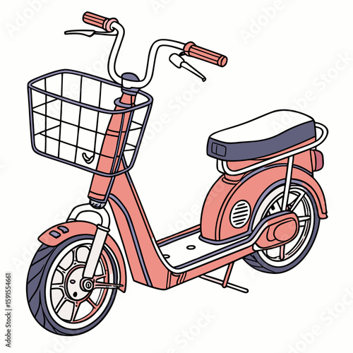 Coral scooter with basket and purple seat electric scooter mini scooter