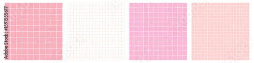 Geometric seamless pattern collection light grid on background blank. Notepad paper hand drawn line style pastel color. Vector 10 eps
