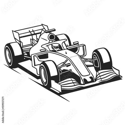 Formula 1 race car driver in cockpit racing car speed