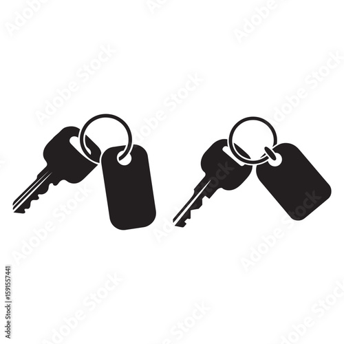 Black keys with tags on rings vector