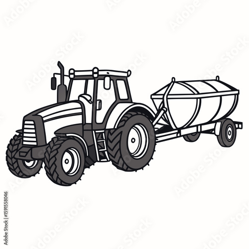 Gray tractor towing agricultural trailer vehicle transport