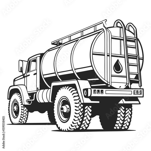 Heavy duty tanker truck with large tires and ladder heavy vehicle water truck