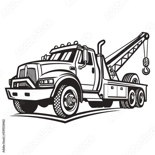 Heavy duty tow truck with crane and hook vehicle