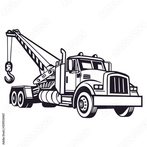 Heavy duty tow truck with crane and hook vehicle