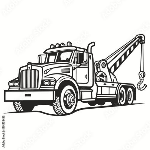 Heavy duty tow truck with hook and winch vehicle transportation