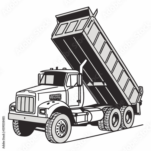Heavy duty truck unloading construction material dump truck construction vehicle