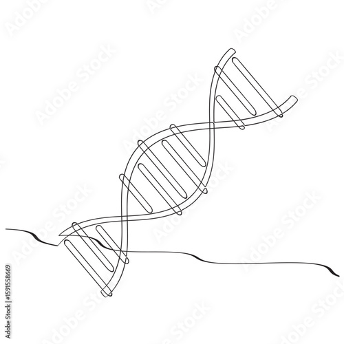 Continuous one line drawing of DNA. Single line drawing illustration of rhino DNA. National science day concept line art. Editable outline