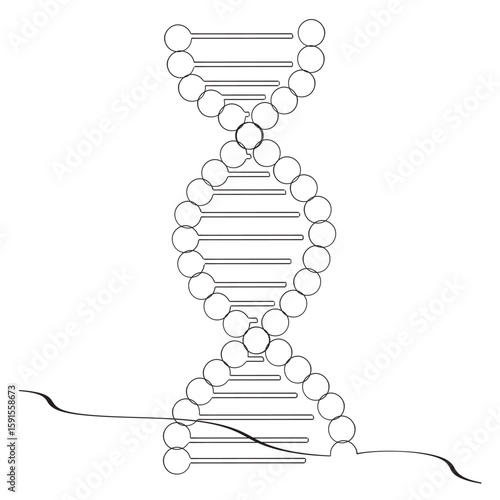 Continuous one line drawing of DNA. Single line drawing illustration of rhino DNA. National science day concept line art. Editable outline