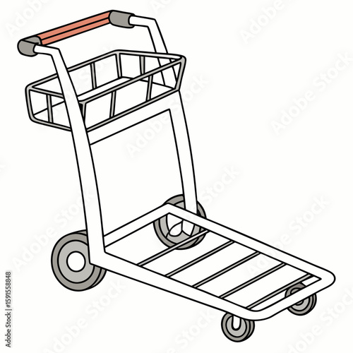 Luggage cart with basket and orange handle airport trolley baggage cart