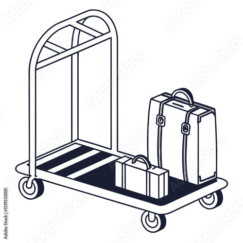 Luggage cart with suitcases travel transport vector