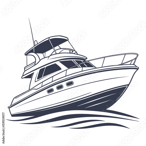 Luxury motor yacht cruising on blue water luxury boat watercraft