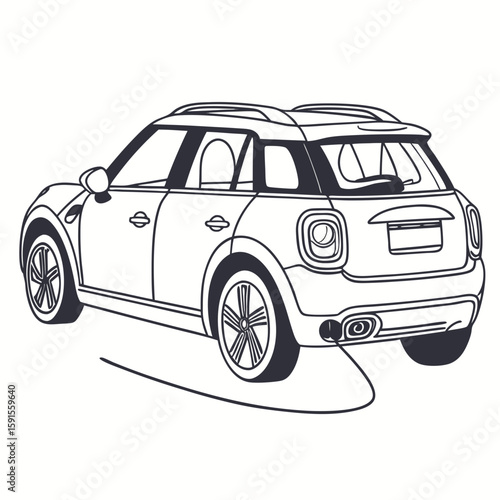 Modern compact crossover vehicle outline automobile
