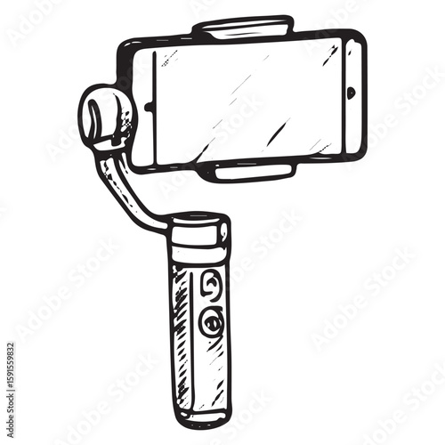Hand Drawn Smartphone on Gimbal – Linear Vlogging Illustration