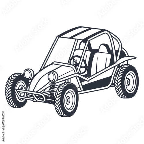 Off road buggy with large tires and roll cage vehicle