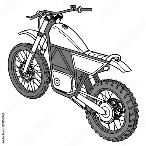 Rugged electric motorbike off road dual sport vector