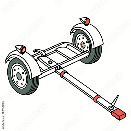 White towing dolly with red accents and grey wheels