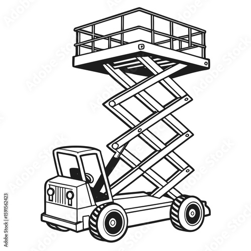 Scissor lift truck outline vehicle platform aerial work platform industrial vehicle
