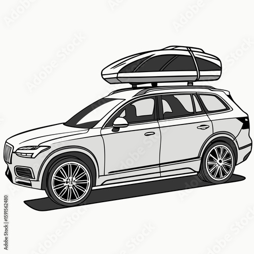 Silver S U V with Roof Cargo Carrier vehicle roof rack