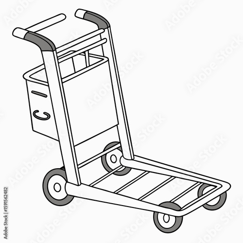 Silver luggage cart with gray handles and wheels travel