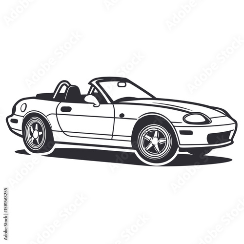 Sleek convertible sports car outline roadster coupe