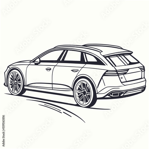 Fotografie Sleek modern station wagon outline automobile vehicle vector