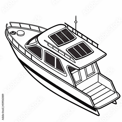 Sleek motor yacht with solar panels boat motorboat