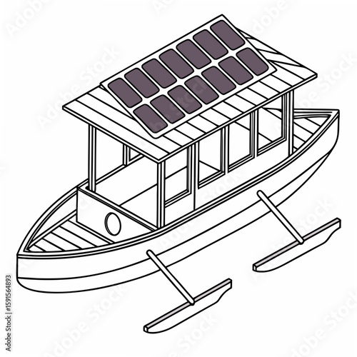 Solar powered outrigger boat with canopy energy technology