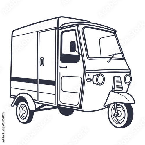 Three wheeled delivery vehicle outline three wheeled vehicle delivery van