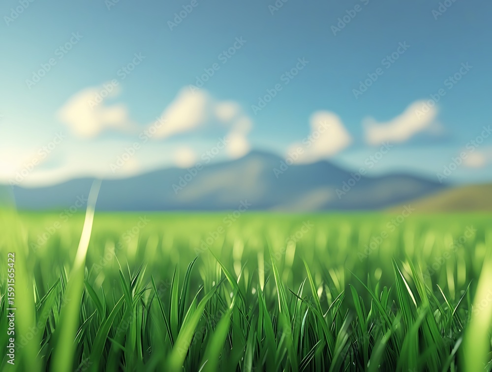 Obraz premium Hyperrealistic background with vibrant green grass 