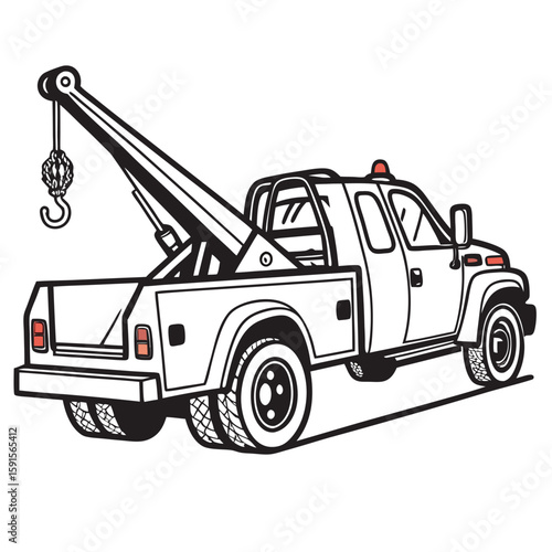 Tow Truck with Crane and Emergency Light hook vehicle