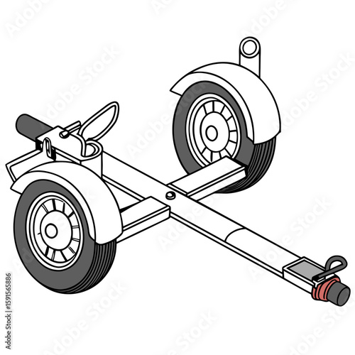 Two wheeled trailer hitch with handle and tires dolly towing wheels