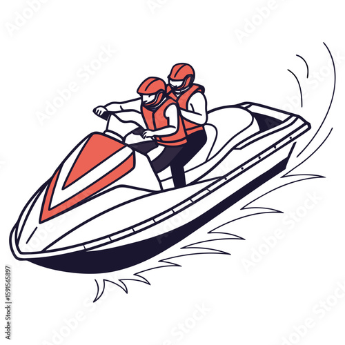 Two people riding a jet ski watercraft recreation