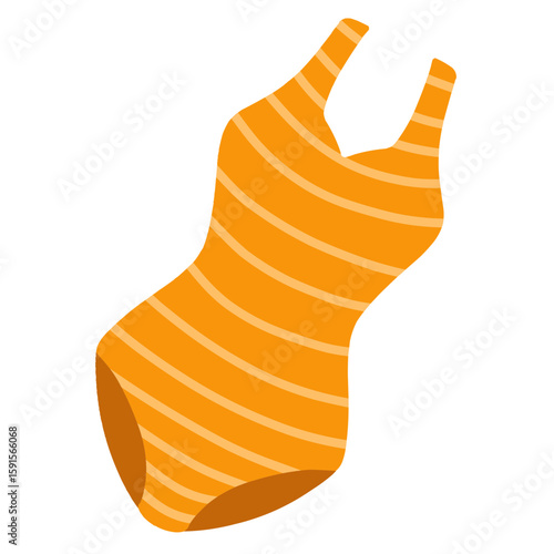 Illustration of a Striped Orange Swimsuit