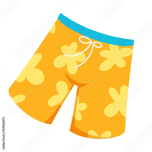 Floral Swim Trunks Illustration