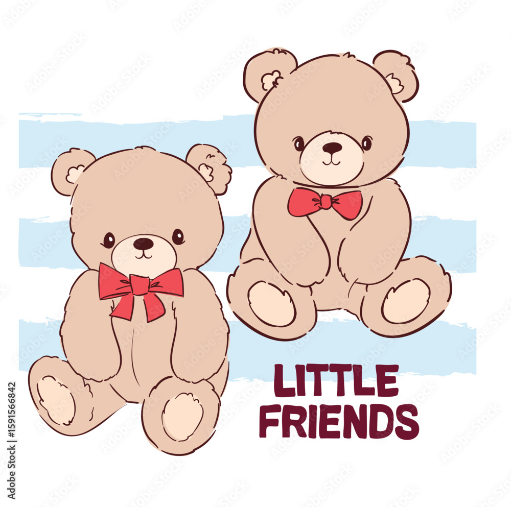 Obraz premium teddy bear vector hand drawn illustration cute print design for kids 