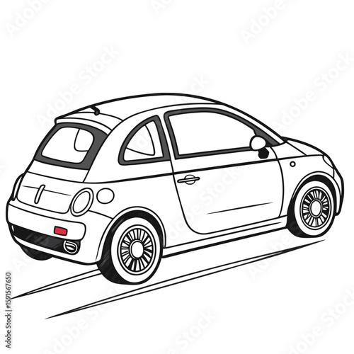 White compact car speeding with motion blur automobile vehicle