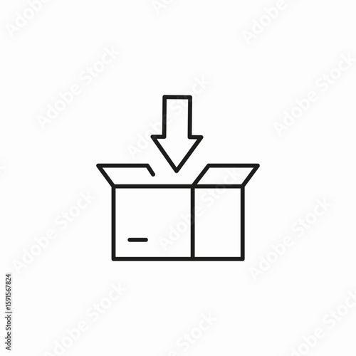 box down arrow icon sign vector