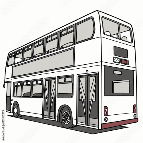 White double decker bus with grey windows public transport city bus